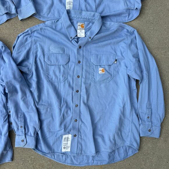 Carhartt FR Cat2 Long Sleeve Shirt Light Blue Flame Resistant 294-80 2XL Lot 4 - Picture 4 of 8